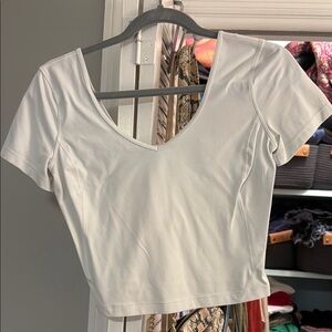 White lululemon v neck crop Top